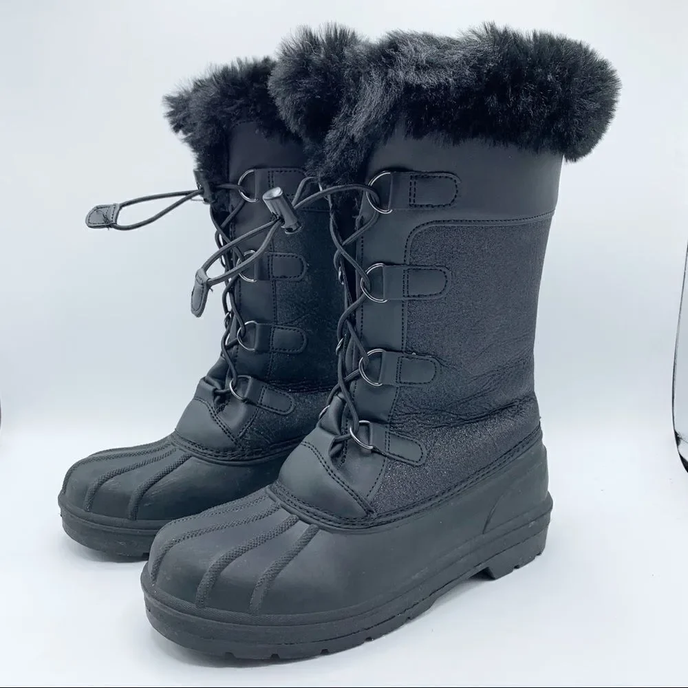 Cat &‎ Jack Thermolite Black Sparkle Winter Boots